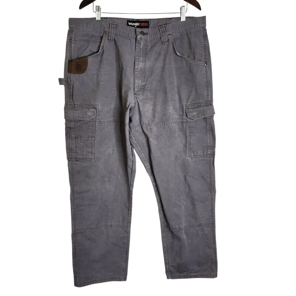 Wrangler RIGGS Mens 40x32 Gray Workwear Ripstop Ranger Cargo Carpenter Pants